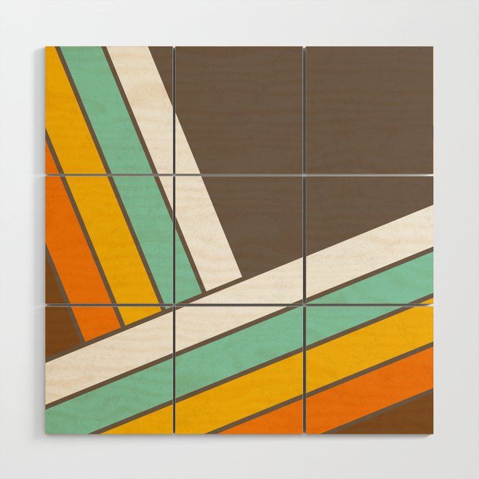 Retro 70S Stripes – Abstract Geometric Design Wood Wall Artpelaxy |  Society6 In 70S Retro Wall Art (View 2 of 15)