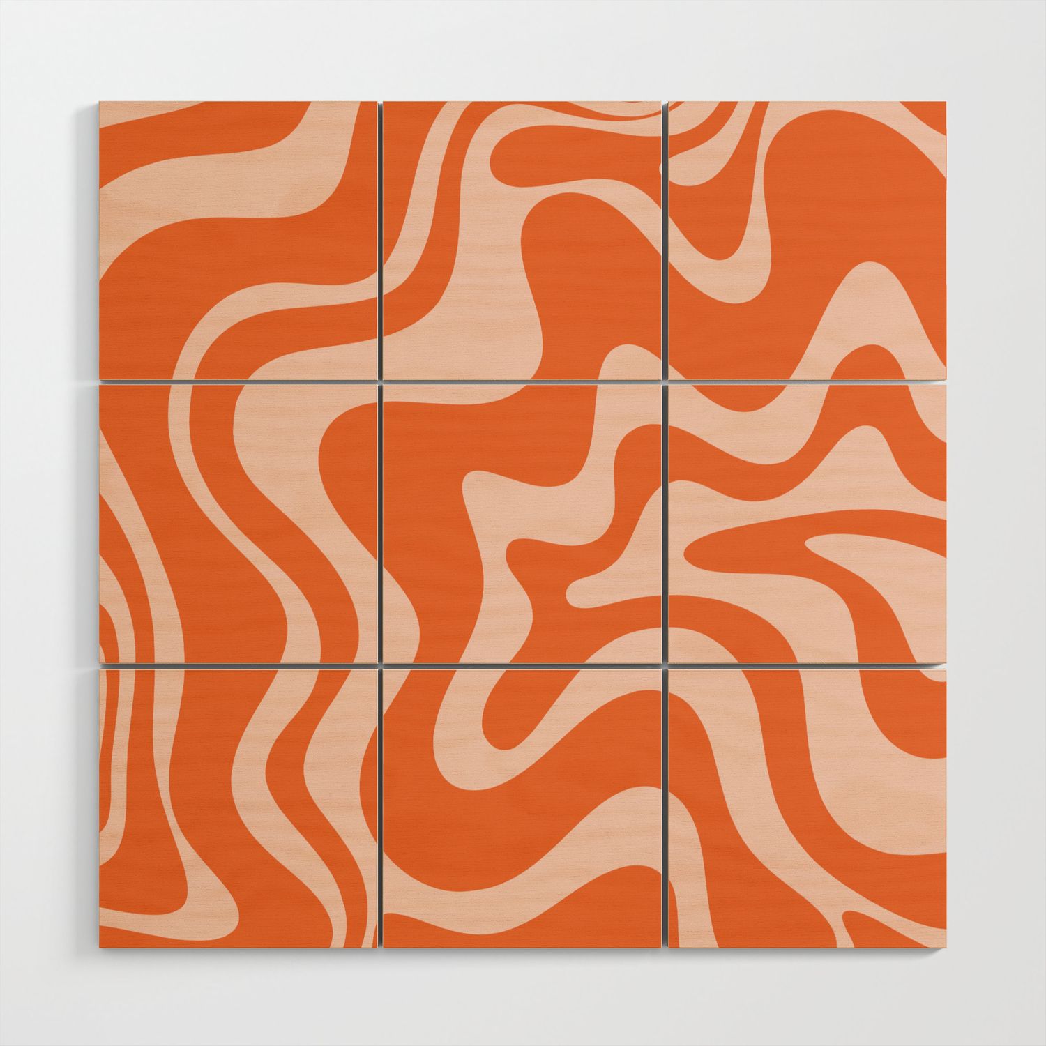 Retro Liquid Swirl Abstract Pattern In Orange And Pale Blush Pink Wood Wall  Artkierkegaard Design Studio | Society6 Pertaining To Liquid Swirl Wall Art (View 2 of 15)