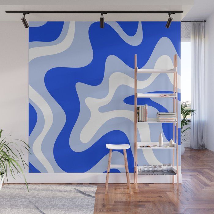 Retro Liquid Swirl Abstract Pattern Square In Royal Blue, Light Blue, And  White Wall Muralkierkegaard Des… | Wall Paint Designs, Wall Murals,  Room Wall Painting In Liquid Swirl Wall Art (View 6 of 15)