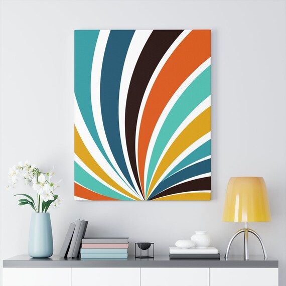 Retro Wall Art Psychedelic 70'S Wave Groovy Black Blue – Etsy Inside Retro Wall Art (View 9 of 15)