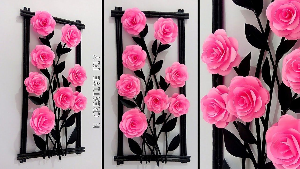 Rose Wall Hanging Craft | Diy Home Decor Ideas | Diy Room Decor | Paper Wall  Decor | Paper Wall Mate – Youtube With Regard To Roses Wall Art (View 12 of 15)