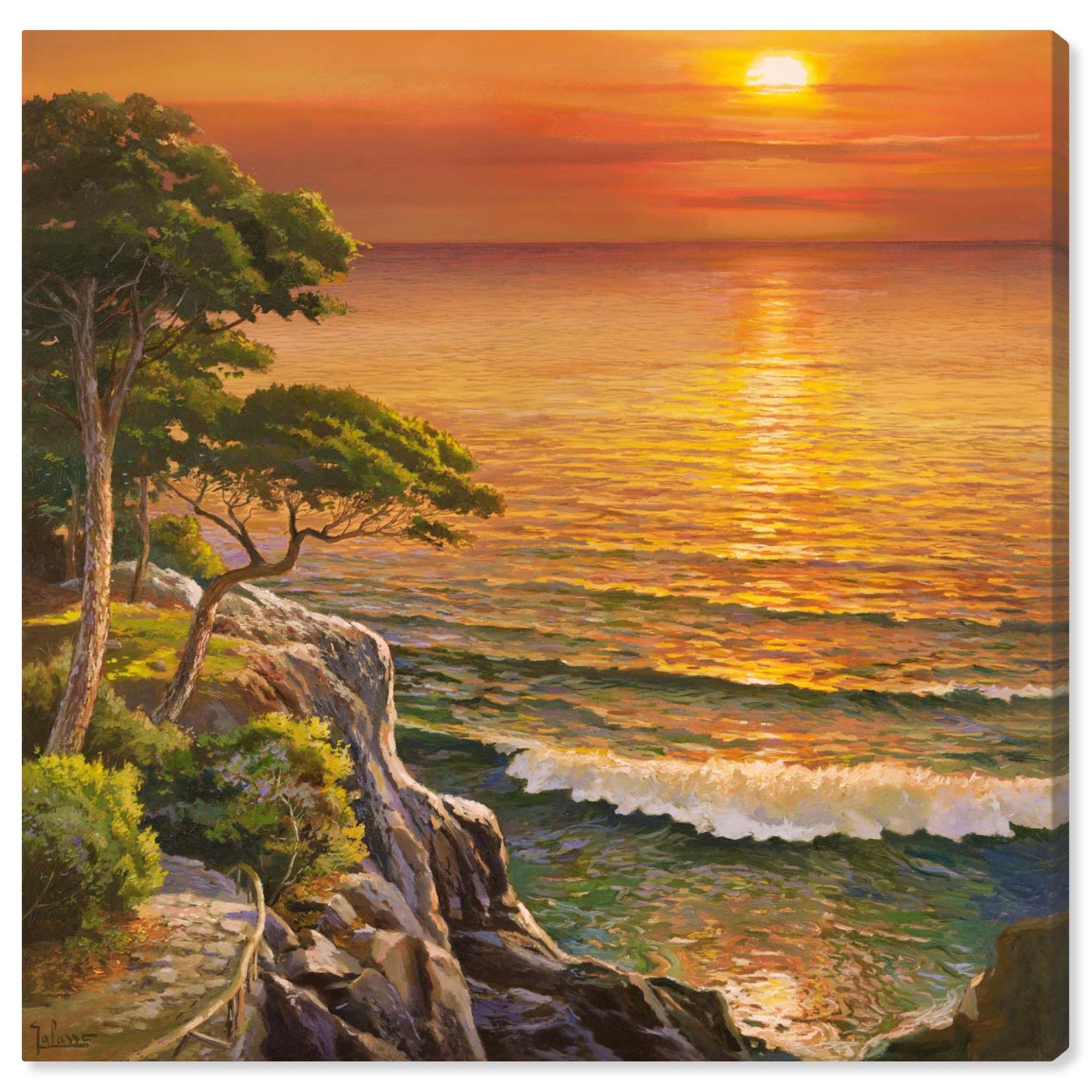 Runway Avenue Nature And Landscape Wall Art Canvas Prints 'Sai – Sunset  Visage 1Ad2552' Sunrise And Sunsets – Orange, Green – Walmart In Sunset Landscape Wall Art (View 11 of 15)