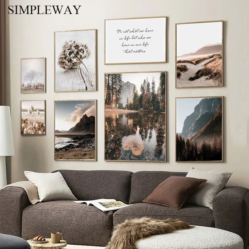 Scandinavian Mountain Lake Wall Art Poster Nordic Photography Print Autumn  Nature Landscape Painting Picture Modern Home Decor|Painting & Calligraphy|  – Aliexpress Intended For Mountain Lake Wall Art (View 4 of 15)