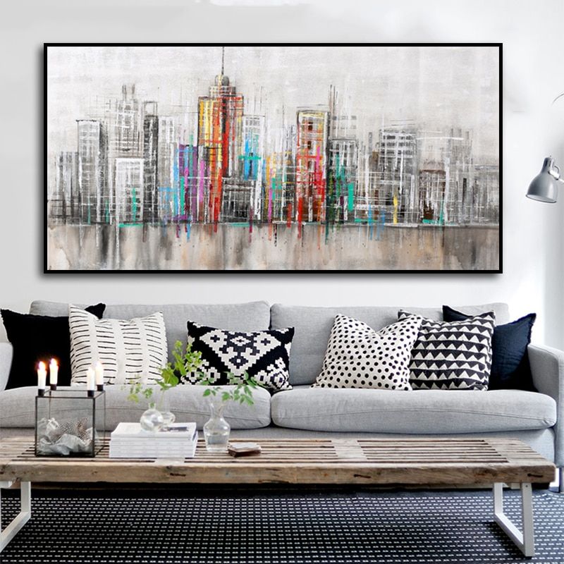 Selflessly Art Abstract Art City Skyline Canvas Painting Printed On Canvas  Wall Art For Living Room Modular Building Pictures – Painting & Calligraphy  – Aliexpress Pertaining To Town Wall Art (View 2 of 15)