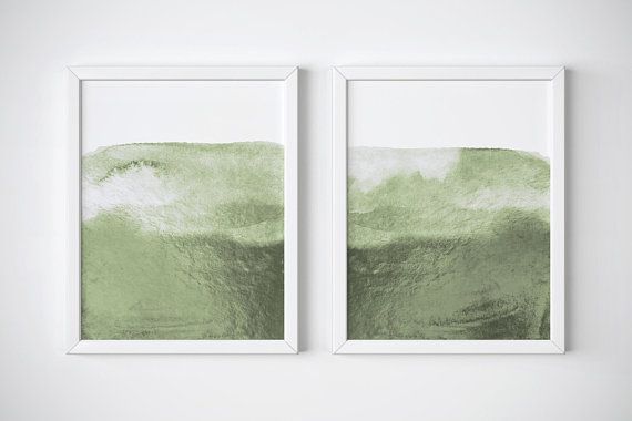 Set Of 2 Light Green Art Prints. Abstract Print Set. Sage Green Prints Set.  Abstract Art Set. Two Prints (View 11 of 15)