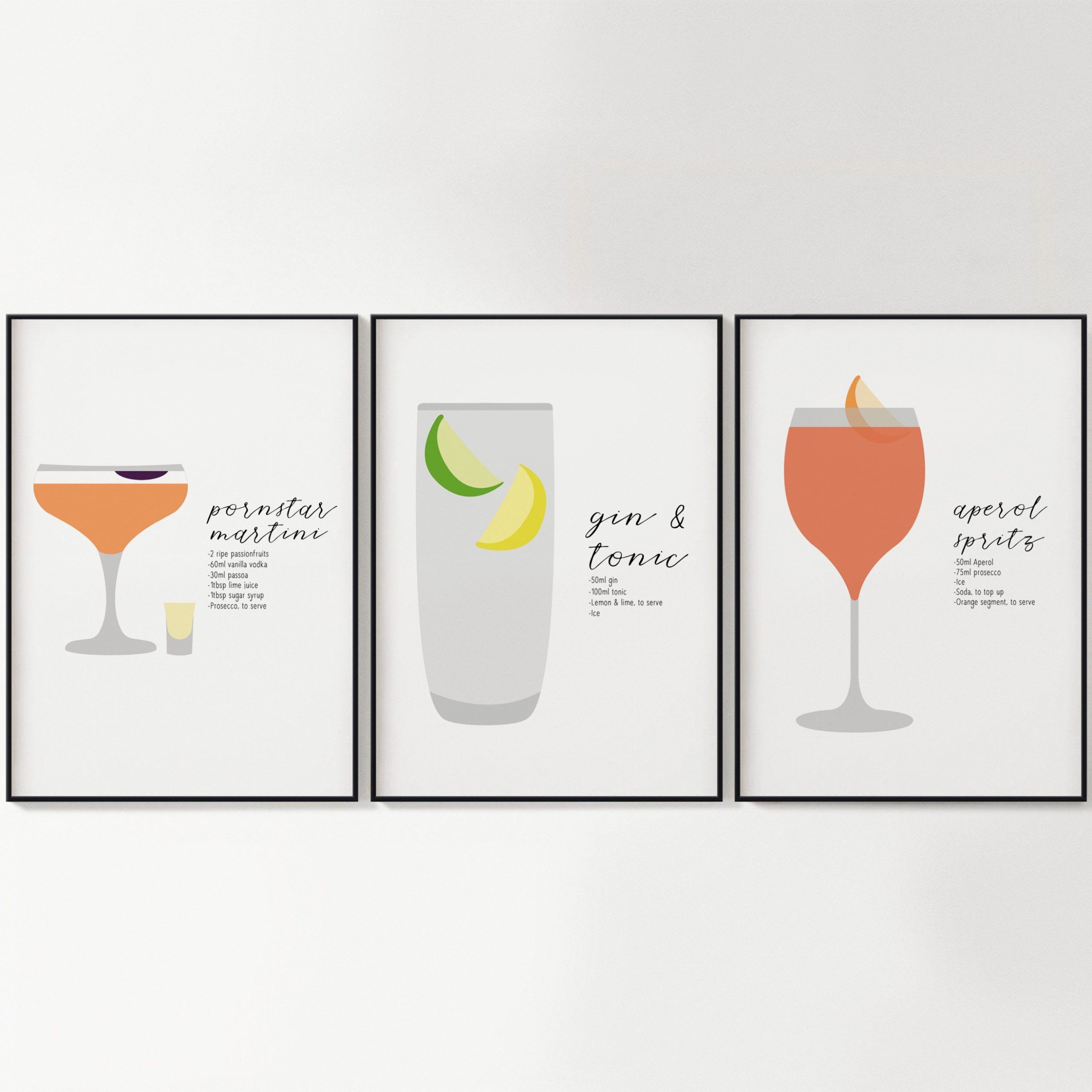 Set Of 3 Cocktail Prints Wall Print Wall Art New Home – Etsy Denmark Intended For Cocktails Wall Art (View 3 of 15)