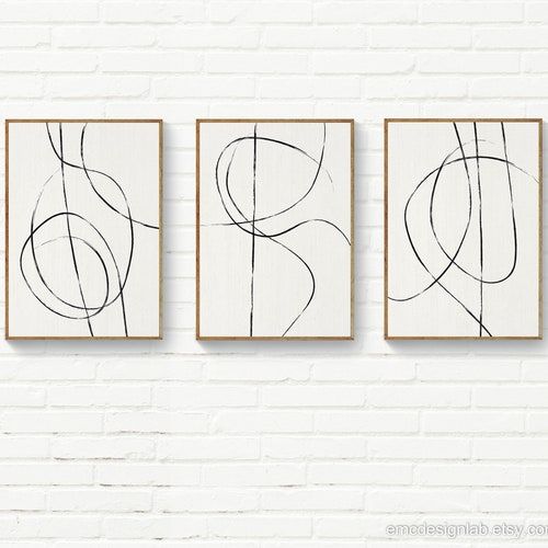Set Of 3 Line Art Prints Black & White Abstract Line Art Set – Etsy Canada Regarding Lines Wall Art (View 8 of 15)