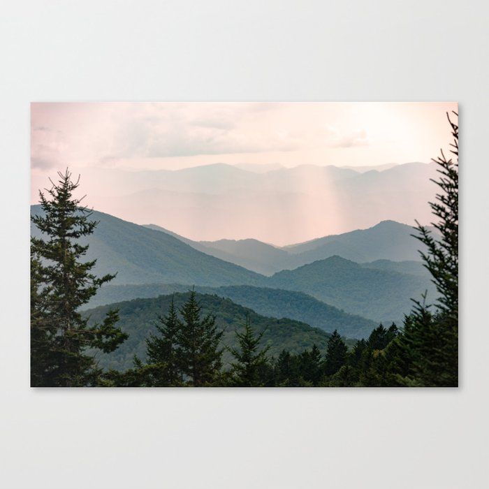 Smoky Mountain Pastel Sunset Canvas Printnature Magick Cascadia  Collection | Society6 With Regard To Smoky Mountain Wall Art (View 11 of 15)