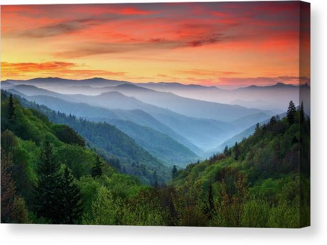 Smoky Mountains Sunrise – Great Smoky Mountains National Park Canvas Print  / Canvas Artdave Allen – Pixels Merch Regarding Smoky Mountain Wall Art (View 2 of 15)