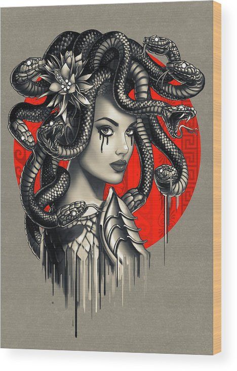 Snake Head Girl Medusa Wood Printben Krefta – Pixels For Medusa Wood Wall Art (View 15 of 15)