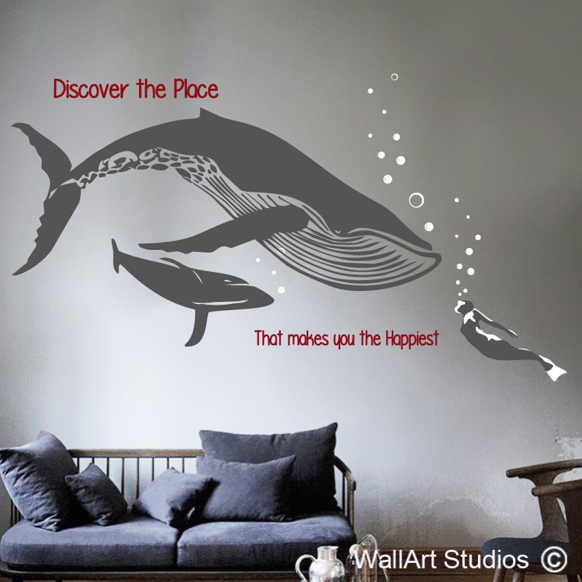 Southern Right Whale Wall Art Vinyls | Wall Art Studios Uk In Whale Wall Art (View 14 of 15)