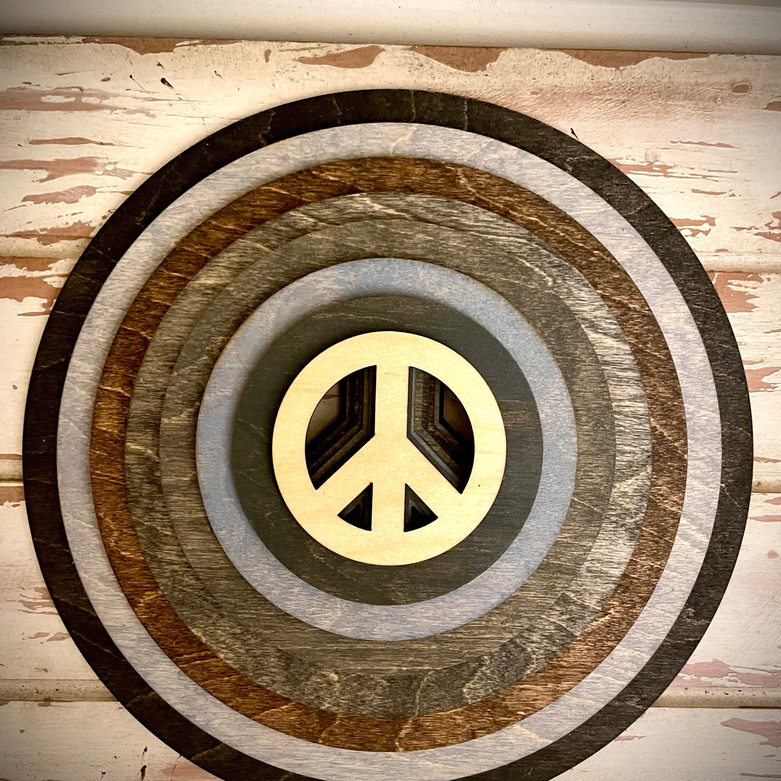 Stacked Peace Signs Wood 3D Table Art Wall Art Home Decor – Etsy Intended For Peace Wood Wall Art (View 2 of 15)