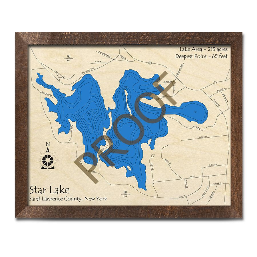 Star Lake, Ny 3D Wood Map | Laser Etched Nautical Decor Intended For Star Lake Wall Art (View 14 of 15)