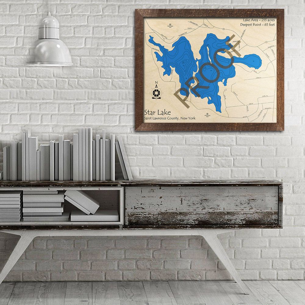 Star Lake, Ny 3D Wood Map | Laser Etched Nautical Decor With Star Lake Wall Art (View 8 of 15)