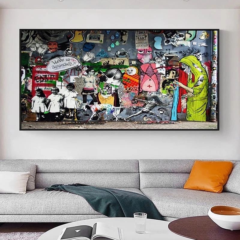 Street Art Graffiti Painting Canvas Not Banksy Murel Montage Abstract Print  Stencil Urban Wall Decor For Modern Living Room|Painting & Calligraphy| –  Aliexpress With Urban Wall Art (View 2 of 15)
