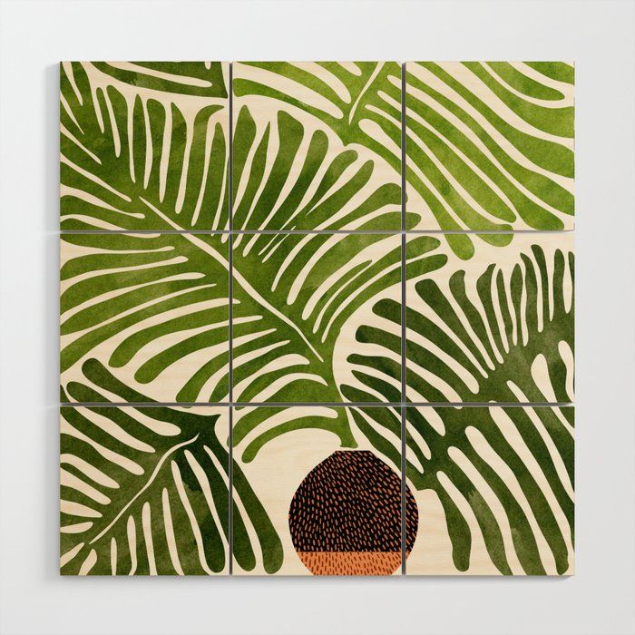 Summer Fern Simple Modern Watercolor Wood Wall Artmodern Tropical |  Society6 For Summers Wood Wall Art (View 5 of 15)