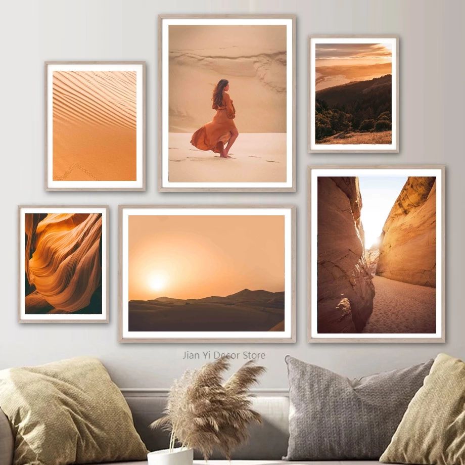 Sun Desert Dune Mountain Forest Woman Wall Art Canvas Painting Nordic  Posters And Prints Wall Pictures For Living Room Decor|Painting &  Calligraphy| – Aliexpress Within Sun Desert Wall Art (View 2 of 15)