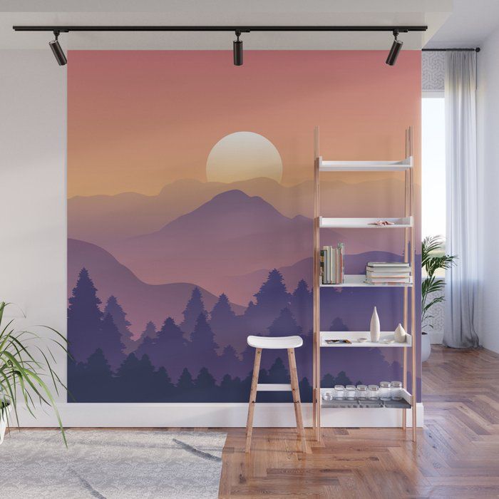 Sunrise Mountain Peaks Wall Muralday Dreamer | Society6 Throughout Sunrise Wall Art (View 12 of 15)