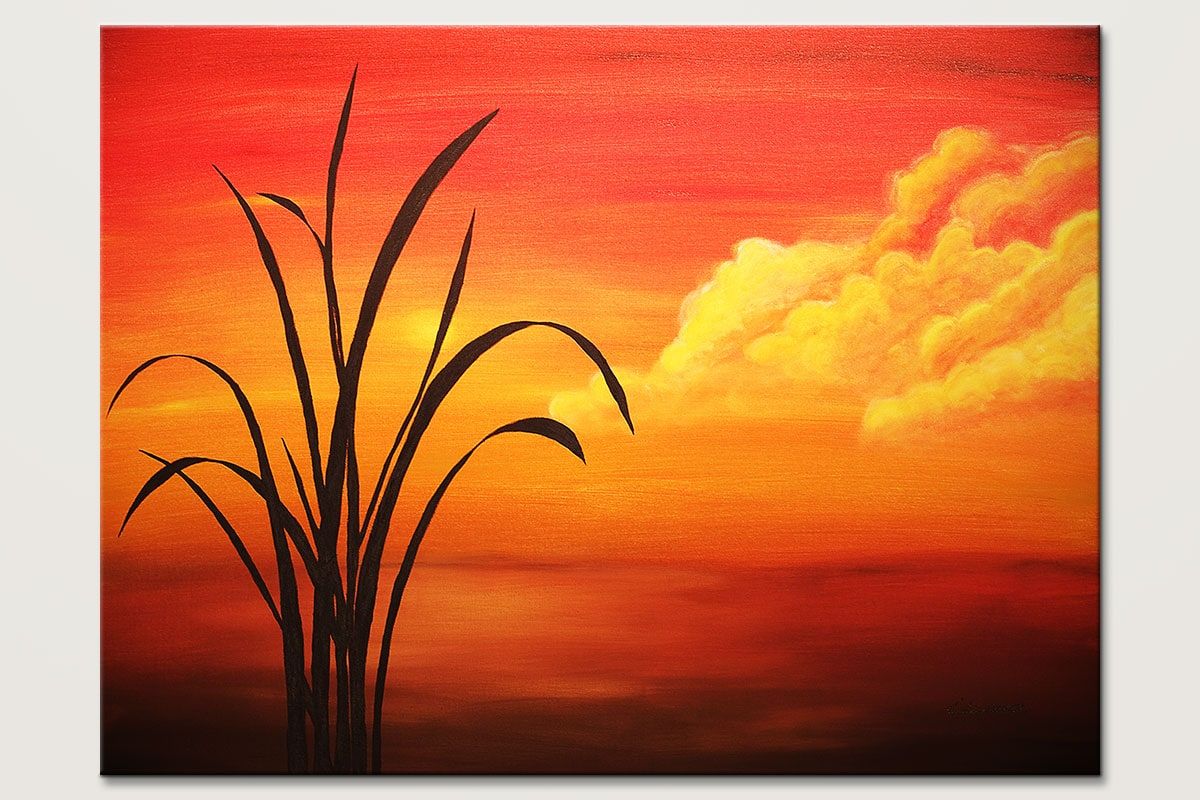Sunset Palm Landscape Abstract Art Painting | Acrylic Wall Art Canvas For  Living Room |Sunset Landscapes | Cgmodernart Inside Sunset Landscape Wall Art (View 9 of 15)