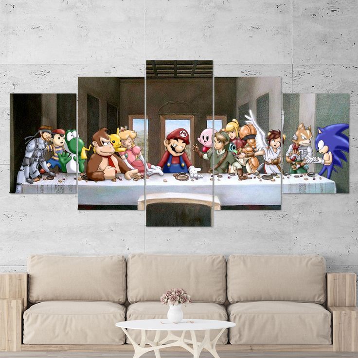 Super Mario Canvas – The Last Supper Of Arcade Games 5 Piece Canvas Wall  Art Gaming Canvas | Colorful Canvas Art, Gaming Wall Art, Wall Canvas Pertaining To Games Wall Art (View 3 of 15)
