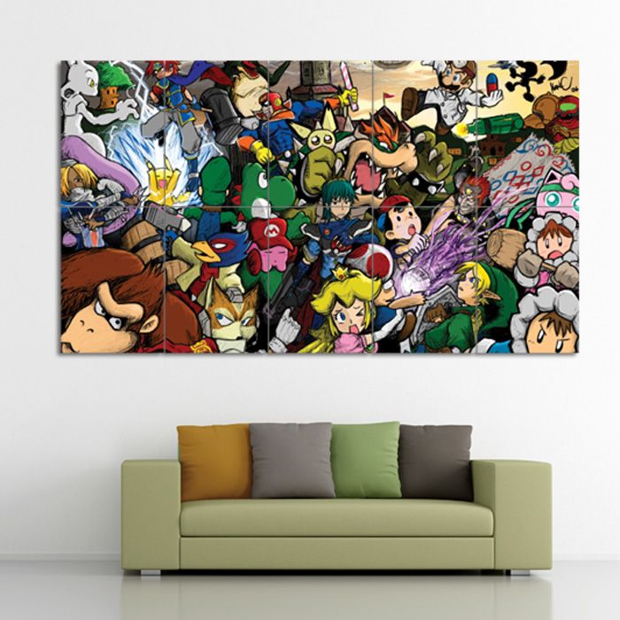 Super Smash Bros Video Games Block Giant Wall Art Poster Inside Games Wall Art (View 8 of 15)