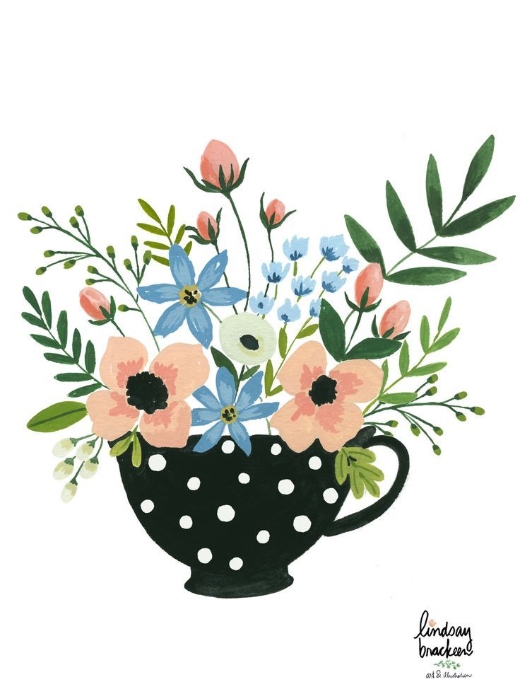 Tea Cup Flowers Print Wall Art Tea Party Decor Nursery Art – Etsy | Flower  Art, Flower Illustration, Flower Drawing For Floral Illustration Wall Art (View 6 of 15)