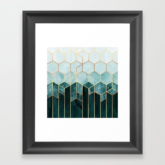 Teal Hexagons Framed Art Printelisabeth Fredriksson | Society6 Regarding Teal Hexagons Wall Art (View 9 of 15)