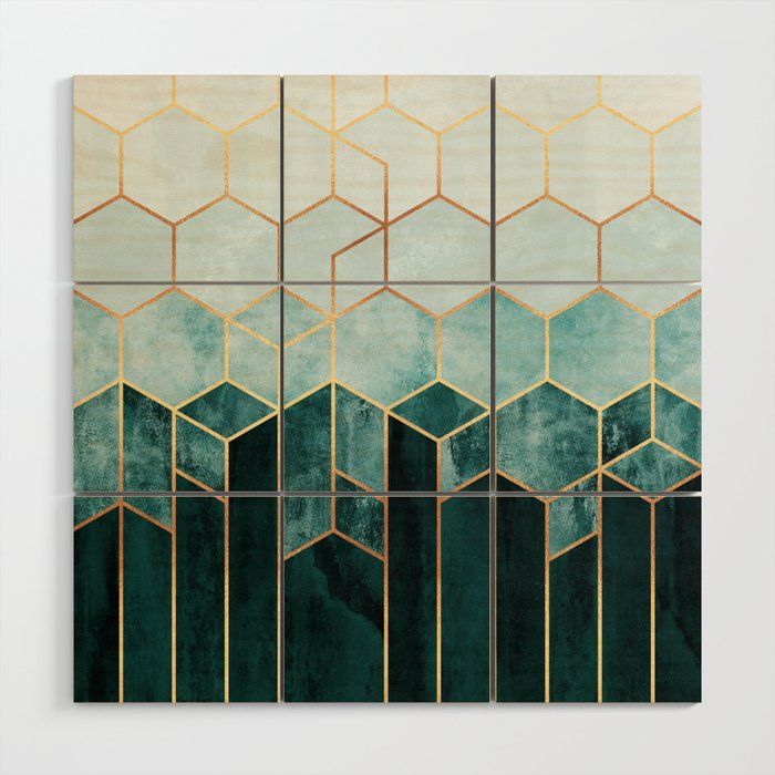 Teal Hexagons Wood Wall Artelisabeth Fredriksson | Society6 Pertaining To Teal Hexagons Wall Art (View 5 of 15)