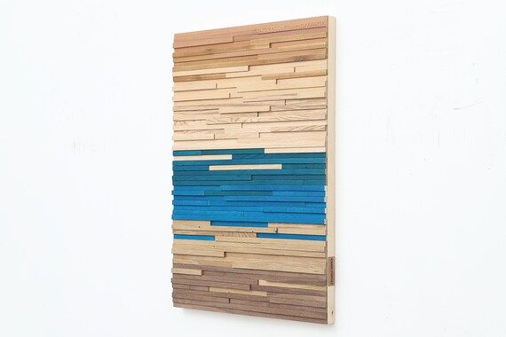 Transition Blue Wood Wall Art Reclaimed Wood Wall Art – Etsy Italia Throughout Blue Wood Wall Art (View 7 of 15)