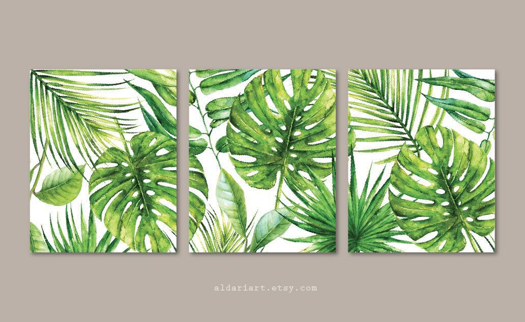 Tropical Leaf Wall Art Monstera Plant Print Modern Leaf Wall – Etsy Canada  | Pinturas Florales, Ilustración Planta, Hojas Pintadas Within Tropical Leaves Wall Art (View 6 of 15)