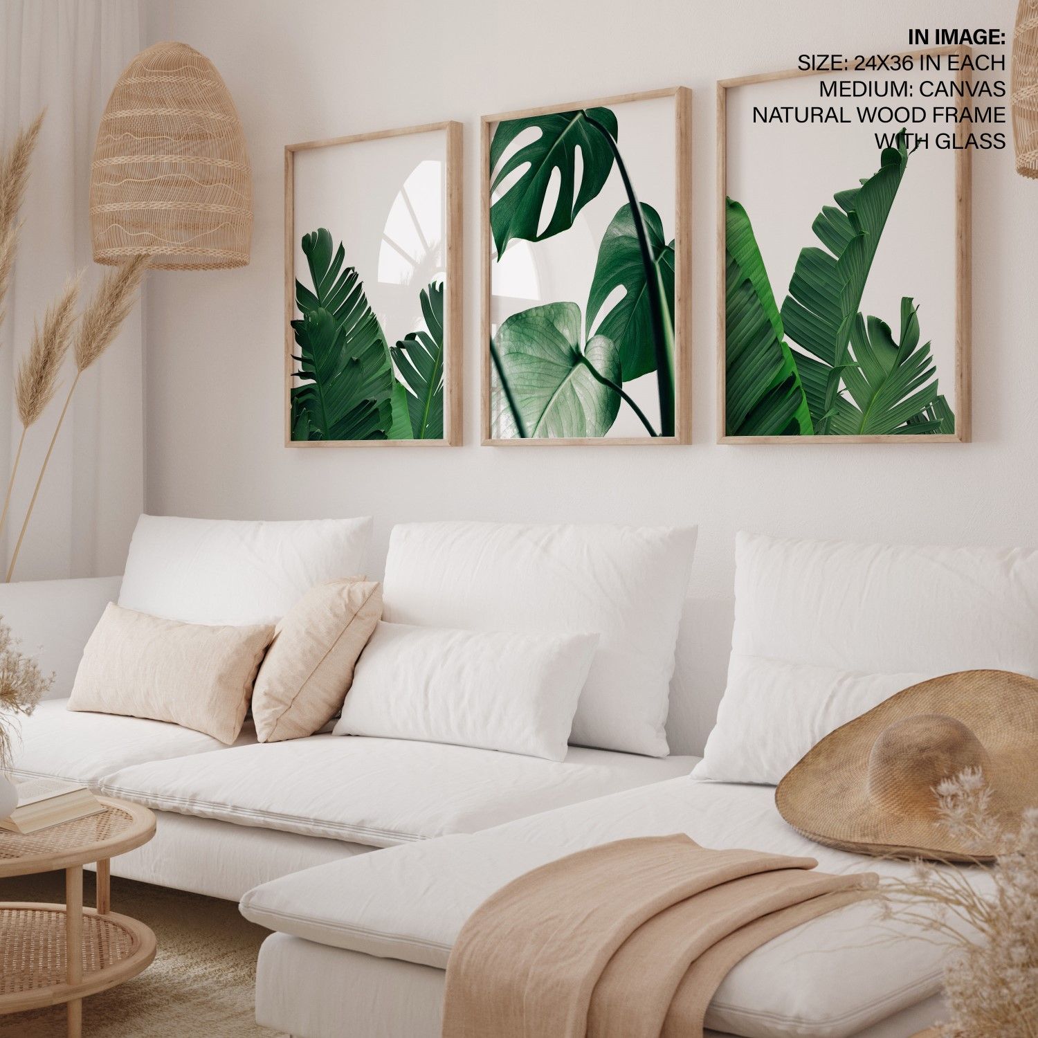 Tropical Leaves Close Up Framed Wall Art (Set Of 3), Nature Art, Abstract,  Photography – Choose Size And Frame Color – Wall Art Decor, Framed Painting,  Home Decor – Bestofbharat For Tropical Leaves Wall Art (View 3 of 15)