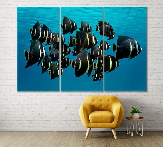 Underwater / School Fish Wall Decor Tropical Fish Multi – Etsy Italia Within Underwater Wall Art (View 4 of 15)