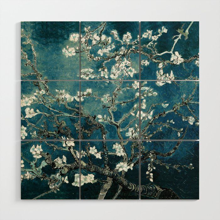 Van Gogh Almond Blossoms : Dark Teal Wood Wall Artpurevintagelove |  Society6 In Dark Teal Wood Wall Art (View 1 of 15)