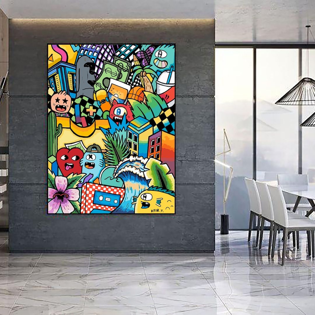 Vertical Colorful Street Art Painting Pop Art Canvas Art – Etsy Within Graffiti Style Wall Art (View 4 of 15)