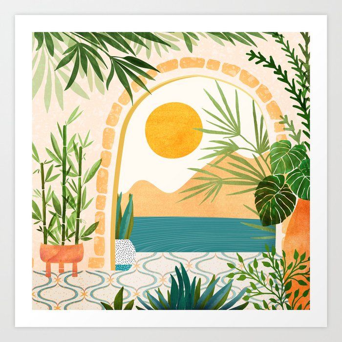 Villa View Tropical Landscape / Villa Series Art Printmodern Tropical |  Society6 Within Tropical Landscape Wall Art (View 7 of 15)