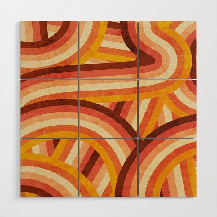 Vintage Orange 70'S Style Rainbow Stripes Wood Wall Artitsjensworld |  Society6 Intended For 70S Retro Wall Art (View 6 of 15)