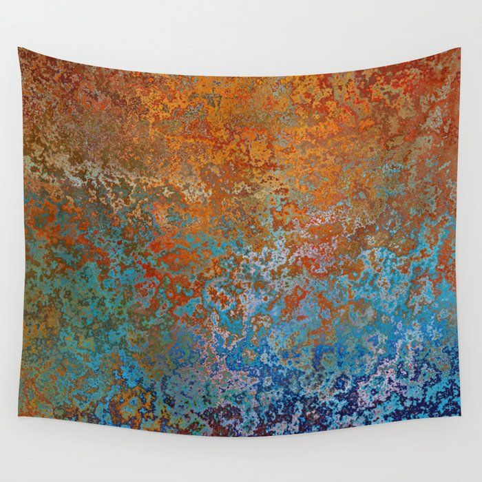 Vintage Rust, Terracotta And Blue Wall Tapestrymegan Morris | Society6 With Vintage Rust Wall Art (View 11 of 15)