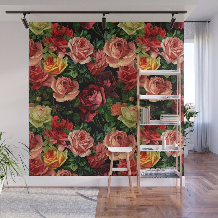 Vintage & Shabby Chic – Floral Roses Flowers Rose Wall Muralvintage  Love | Society6 Regarding Roses Wall Art (View 14 of 15)