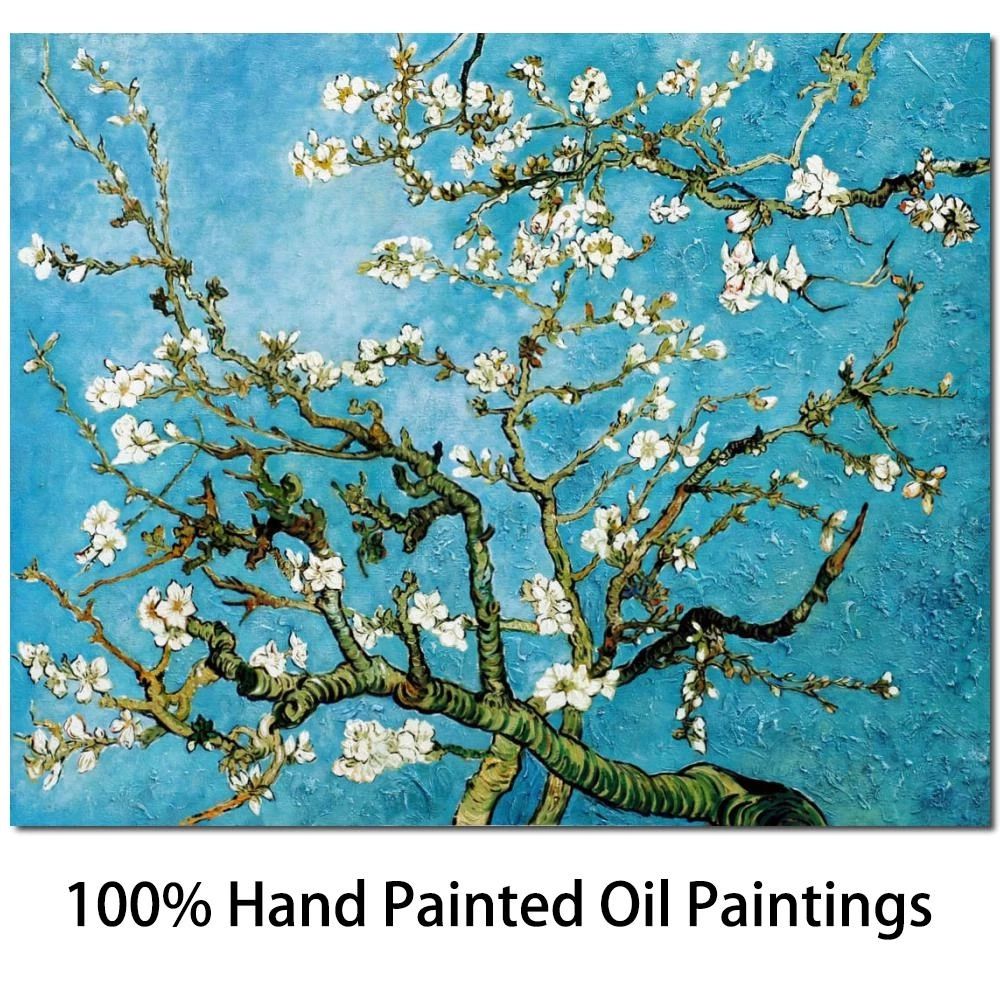 Wall Art Almond Blossom Oil Paintings Vincent Van Gogh Canvas Reproduction  Hand Painted Modern Flower Artwork Blue Bedroom Decor|Painting Canvas  Material|Canvas Painting For Salecanvas Painting Clock – Aliexpress Pertaining To Almond Blossoms Wall Art (View 14 of 15)