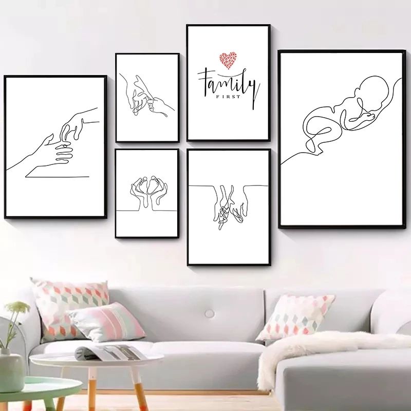 Wall Art Happy Family Canvas Painting Art Hand Drawn Lines Love Baby Nordic  Posters For Kids' Nursery Room Decor Wall Art Mural – Painting &  Calligraphy – Aliexpress With Hand Drawn Wall Art (View 2 of 15)