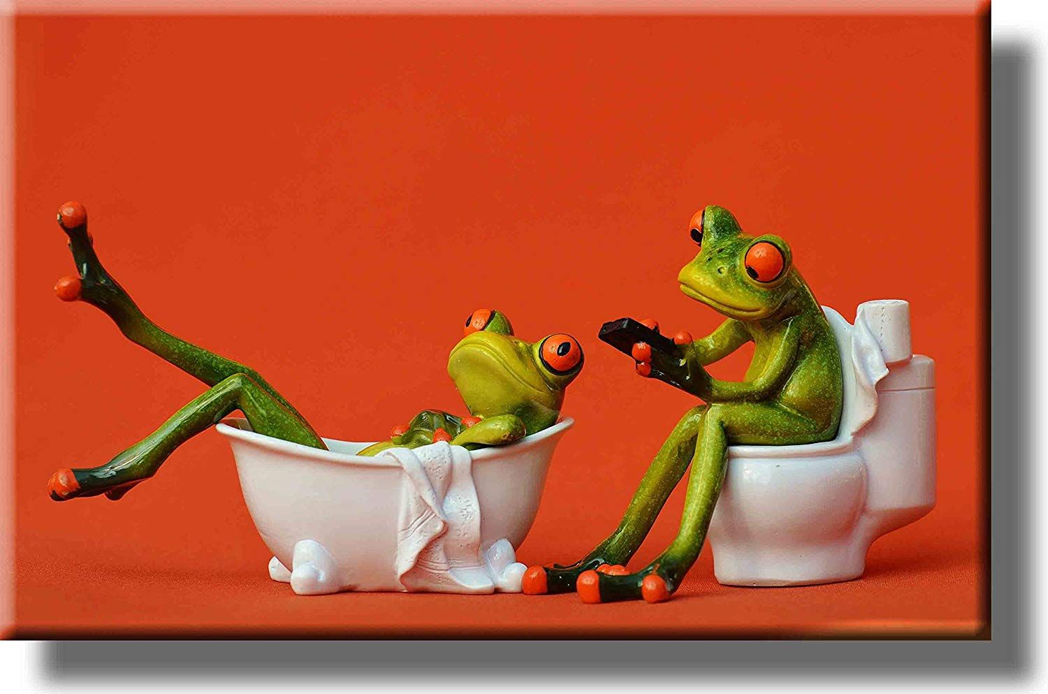 Wall Art Painting On Canvas Frog In Bathroom Wall Decor Funny Frog Painting  For Livingroom Bedroom Decoration Framed Painting Ready To Hang –  Walmart With Frog Wall Art (View 9 of 15)