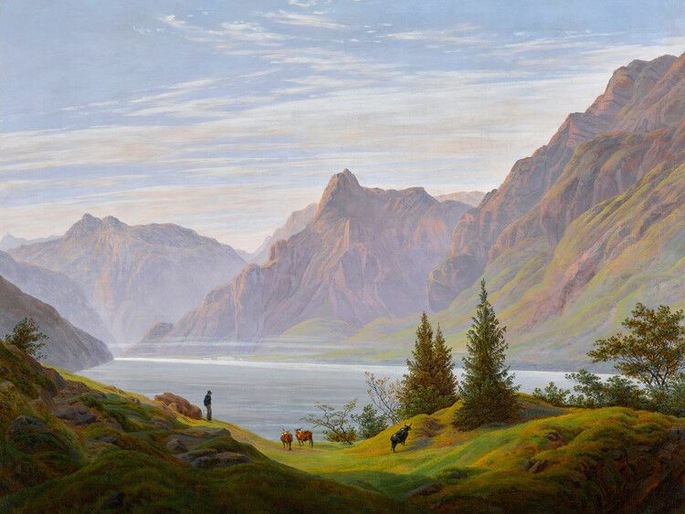 Wall Art Print | A Mountain Lake In The Morning (Vintage Green Landscape) –  Caspar David Friedrich | Europosters For Mountain Lake Wall Art (View 12 of 15)