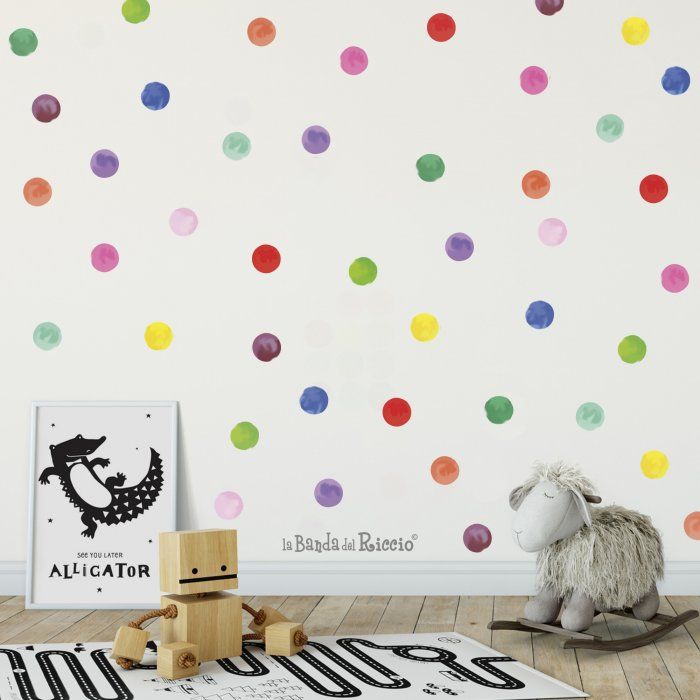 Wall Decals Polka Dots Rainbow Watercolour With Regard To Dots Wall Art (View 3 of 15)