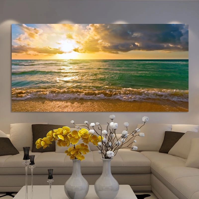 Wall Painting Landscape Posters And Print Wall Art Canvas Painting Seascape  Sunrise Pictures For Living Room Home Decor No Frame – Painting &  Calligraphy – Aliexpress In Sunrise Wall Art (View 2 of 15)