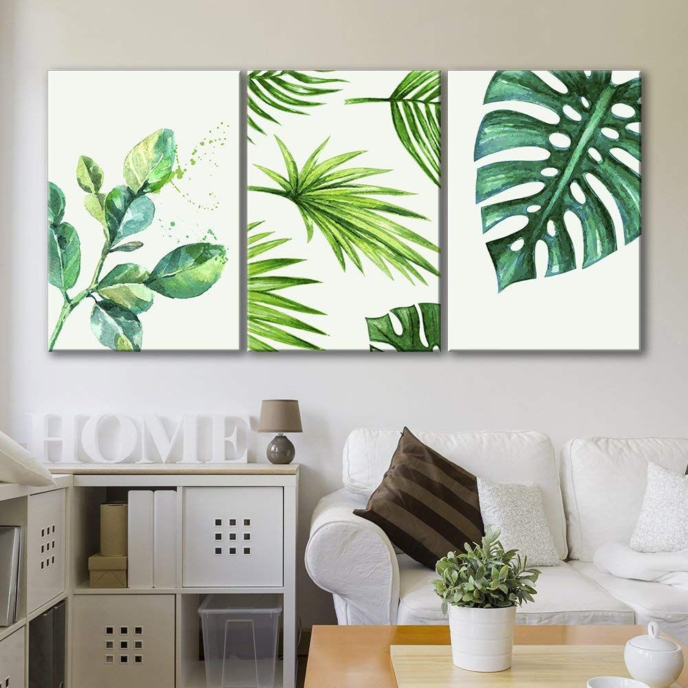 Wall26 Style Green Tropical Leaves – Canvas Art Wall Decor – 16"X24"X3  Panels – Walmart For Tropical Leaves Wall Art (View 7 of 15)