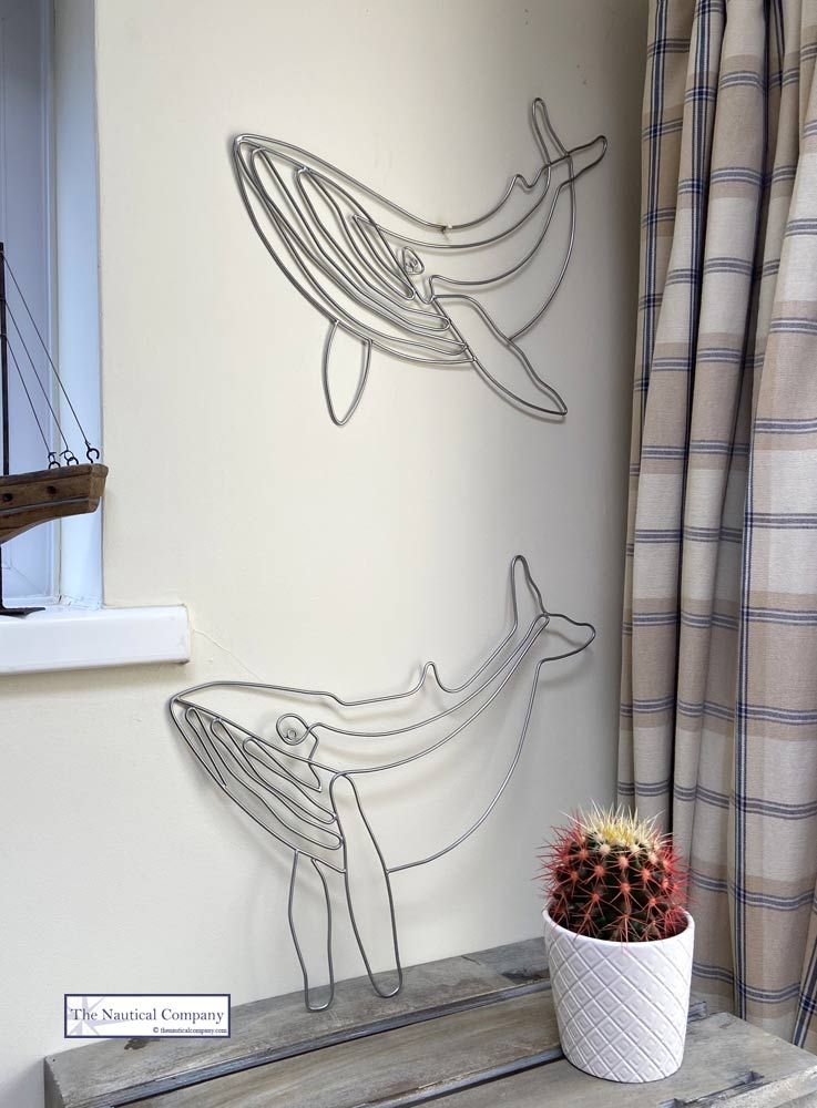 Wire Shaped Blue Whale Wall Art (Pair) – Coastal Home Decor – The Nautical  Company Uk Pertaining To Whale Wall Art (View 11 of 15)