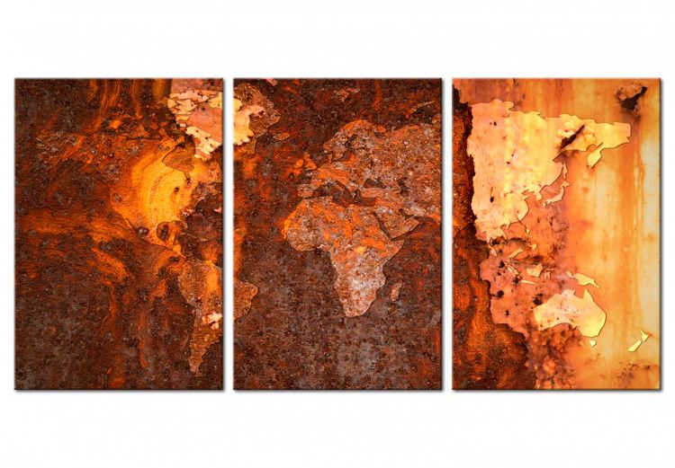 World Map: Old Rust – Canvas Prints – Bimago Shop Regarding Vintage Rust Wall Art (View 12 of 15)