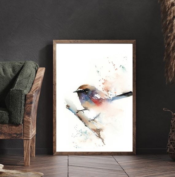 Wren Bird Wall Art Print Bird Watercolor Painting Bird – Etsy Italia For Watercolor Wall Art (View 8 of 15)