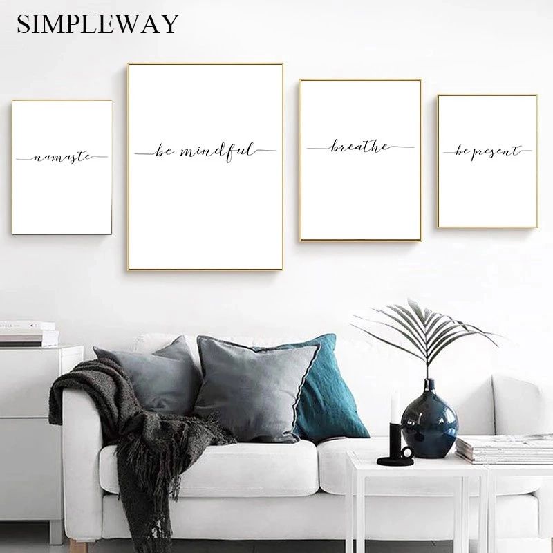 Yoga Spiritual Canvas Poster And Print Black White Minimalist Wall Art  Picture Painting Simple Quote Modern Living Room Decor|Painting &  Calligraphy| – Aliexpress Regarding Minimalist Wall Art (View 15 of 15)
