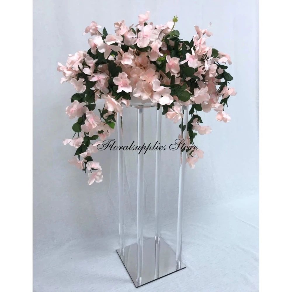 10Pcs Clear Acrylic Flower Stand With Mirror Plate Wedding Crystal Flower  Vase Centerpiece Vases For Wedding Decoration|Party Diy Decorations| –  Aliexpress Intended For Crystal Clear Plant Stands (View 14 of 15)